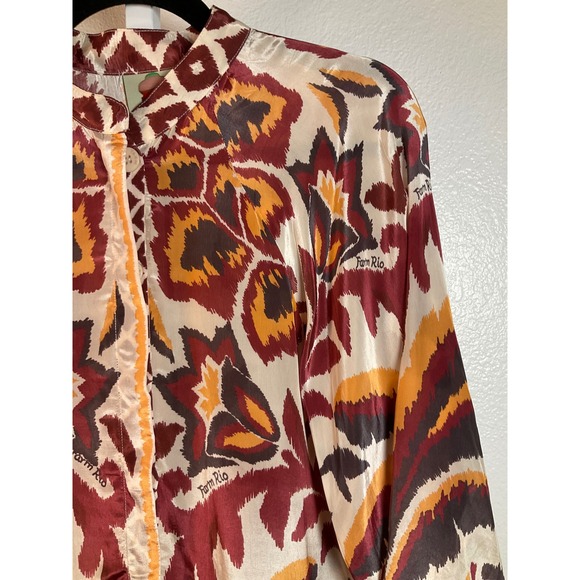 Farm Rio Printed Long Sleeve Maxi Dress Button Down Boho Chic Size S - Picture 14 of 14